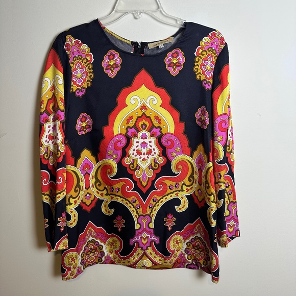 SEE by CHLOE Vibrant Silk Blouse, Multicolor | Sz. 10 - Picture 1 of 9